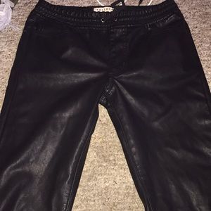 Leather skinny joggers